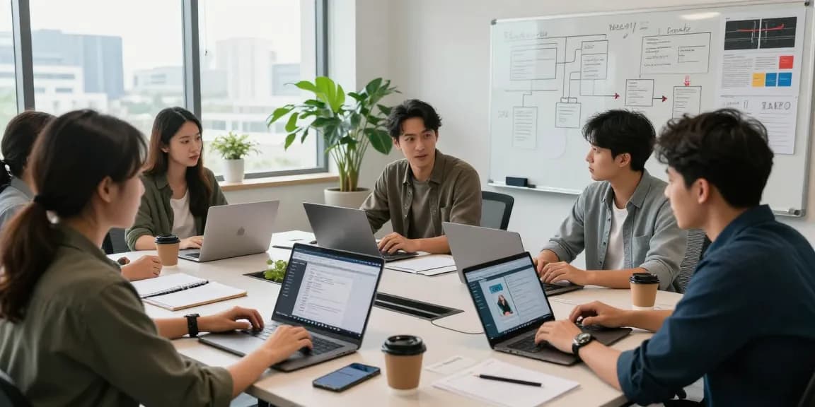 Team collaboration using kecak4d software in a modern office