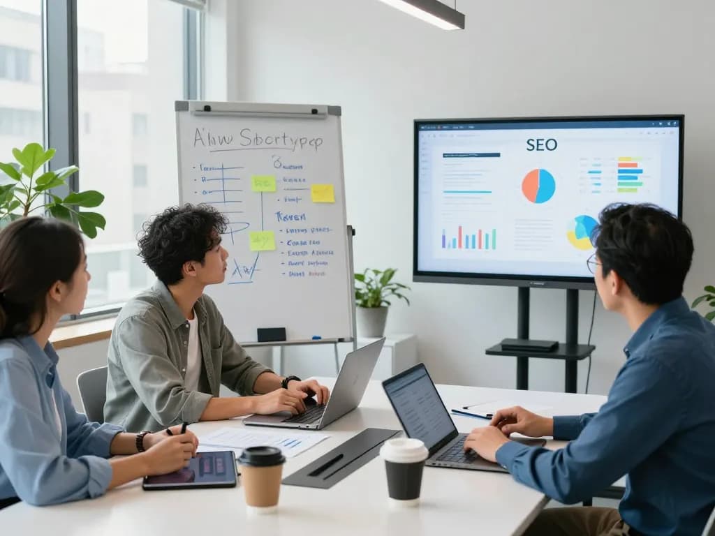 Collaboration at an SEO Company in NYC, showcasing a team strategizing for improved online visibility.