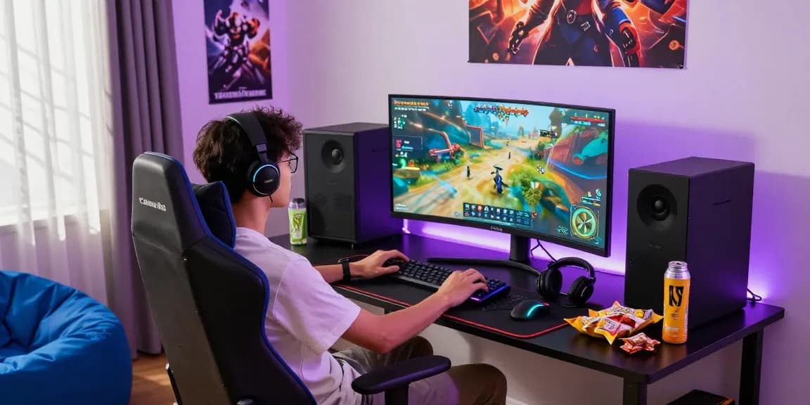 Immersive gaming setup featuring pakde4d experience with vibrant displays and modern accessories