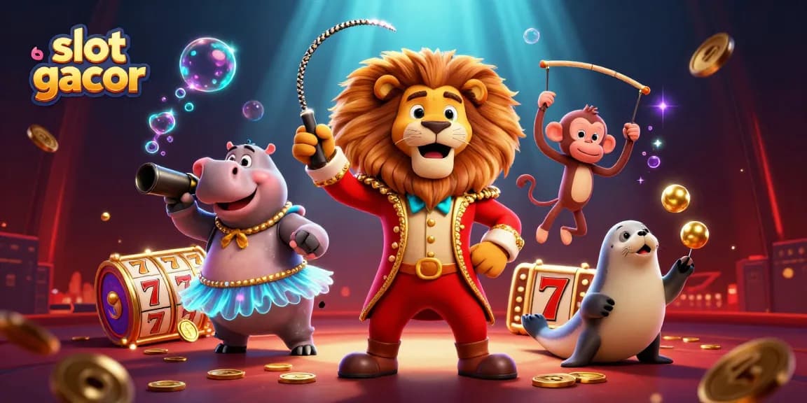 Engage in slot gacor fun with vibrant characters and lucky symbols in a casino-themed scene.