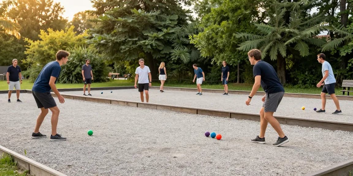Pengunjung bermain petanque di fopikotakendari.org, suasana ceria dan kompetisi ramah.