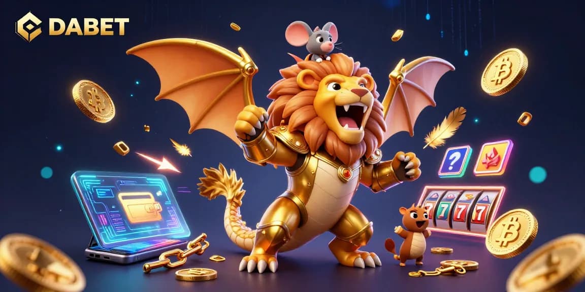 DABET showcases an impressive blend of a chimera and vibrant slot elements, enhancing the casino experience.