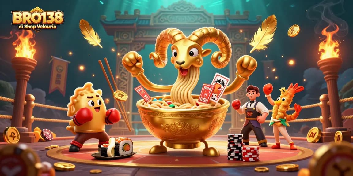 Play to win exciting games at BRO138 di Shop Velouria with vibrant 3D illustration.
