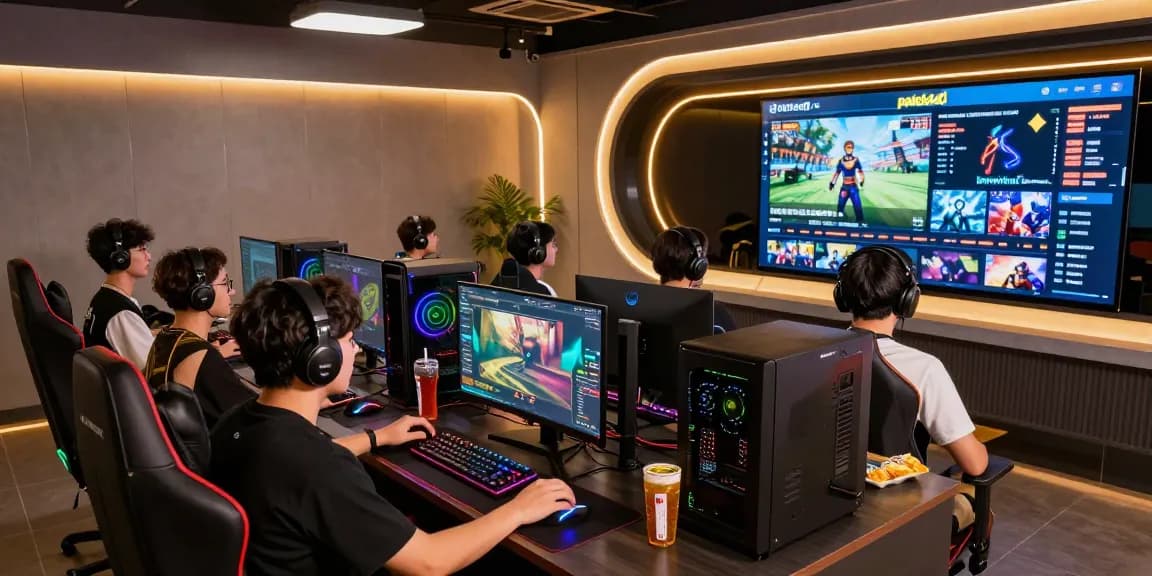 Players engaging in pakde4d gaming experience in a modern lounge.