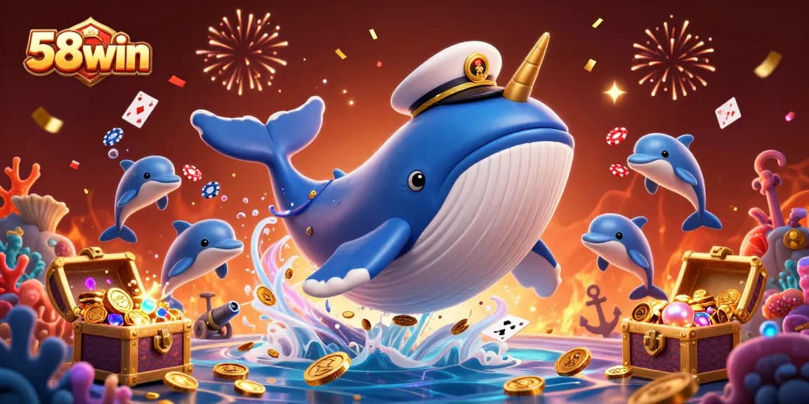 Bet on thrilling fortunes at 58win with lively dolphins and vibrant casino elements.