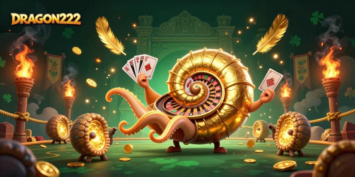 Experience thrilling gameplay with DRAGON222 as a giant nautilus spins the roulette wheel surrounded by excitement.