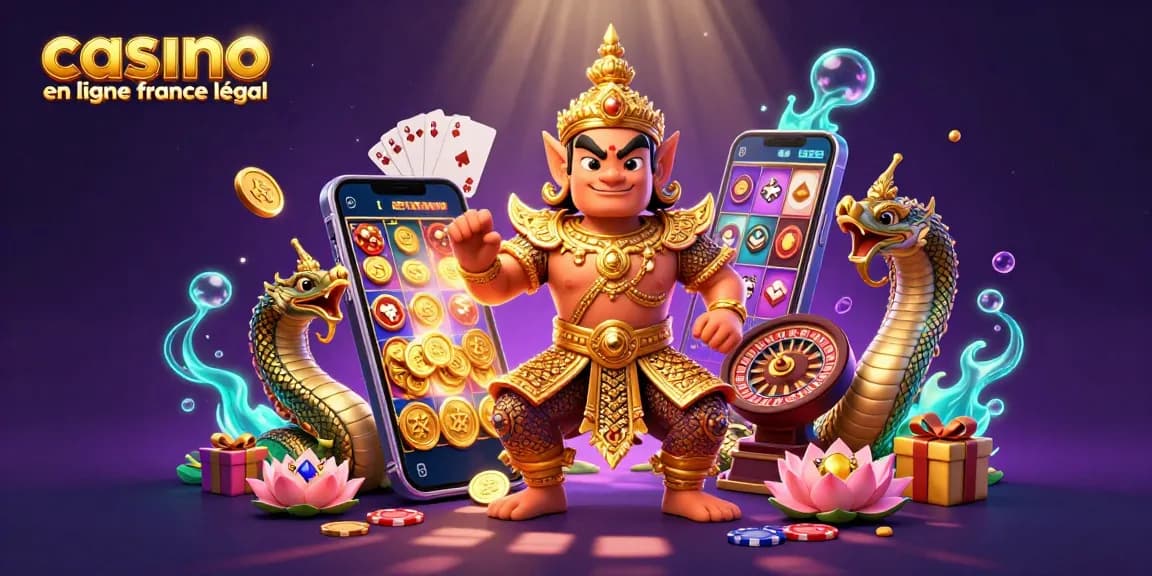 Jouez sur un casino en ligne France légal avec cette illustration dynamique des jeux d'argent