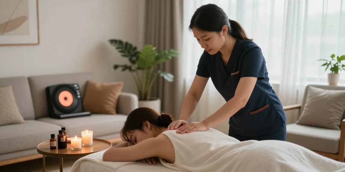 Experience 서울출장안마 in a serene home setting with a professional massage therapist providing relaxation.