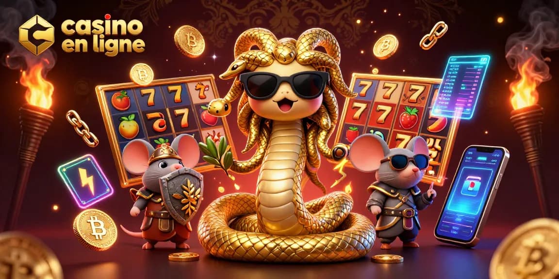 Faites l'expérience des jeux au casino en ligne avec une Medusa amicale et un guerrier souris.