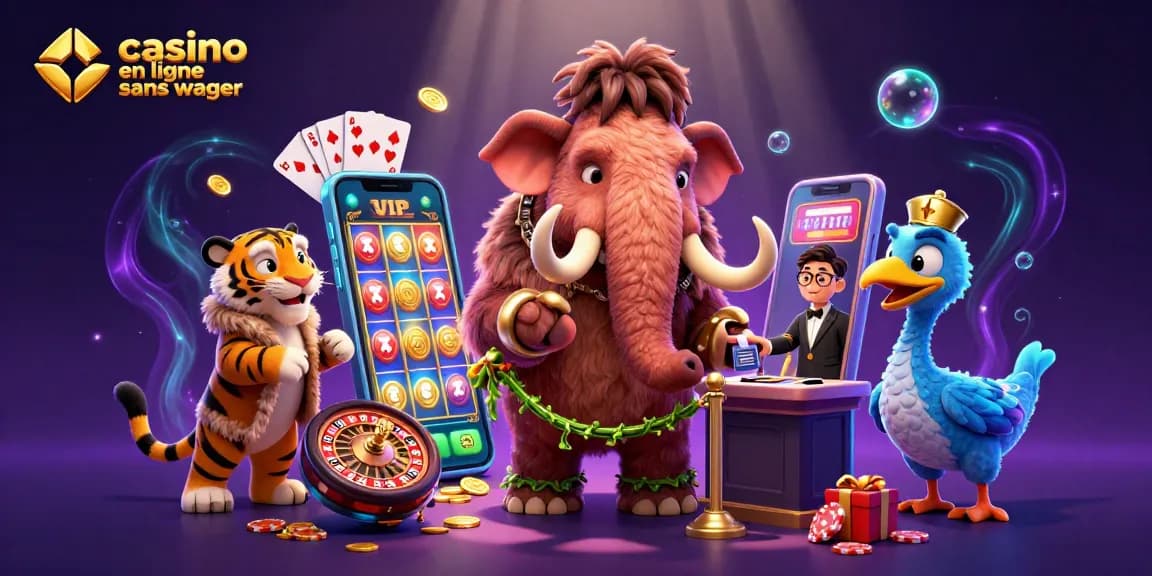 Venez jouer au casino en ligne sans wager avec un mammouth bouncer vérifiant les IDs à l'entrée.