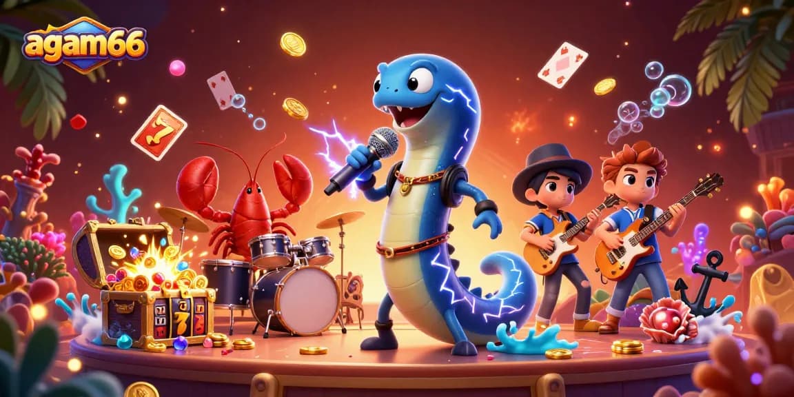 Experience thrilling gameplay with agam66 in a vibrant underwater casino scene packed with colorful jackpots and characters.