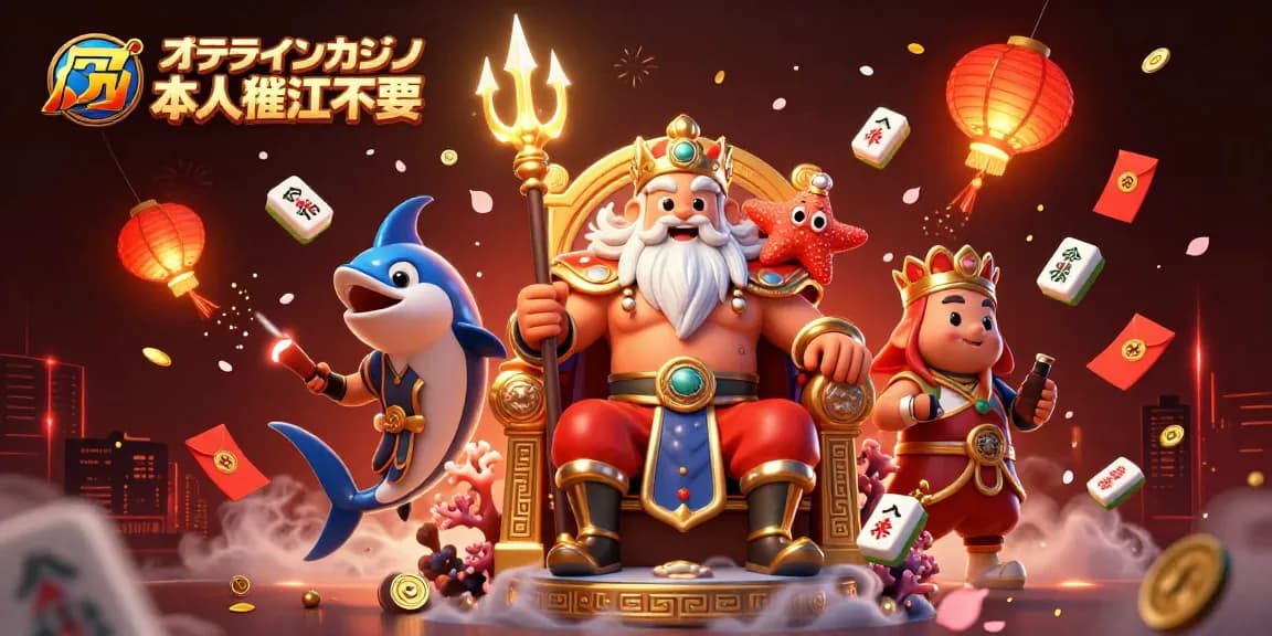 オンラインカジノ 本人確認不要で楽しむカジノゲームのシーンを描いた魅力的なイラスト。