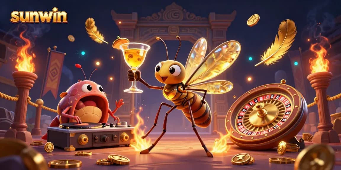 Experience thrilling gameplay with sunwin's dynamic casino-themed illustration featuring unique characters.