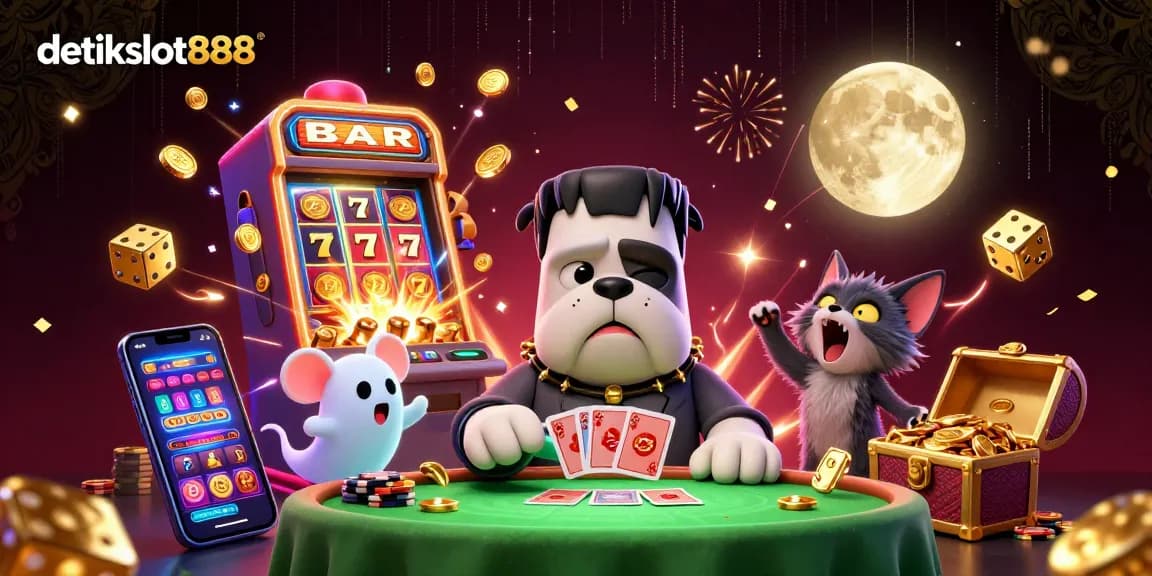 Detikslot888 menampilkan keseruan bermain slot dengan karakter ikonik dalam permainan kasino.