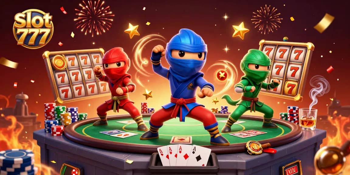 Slot 777 menggandeng chameleon ninja bertarung di atas atap dikelilingi elemen slot permainan