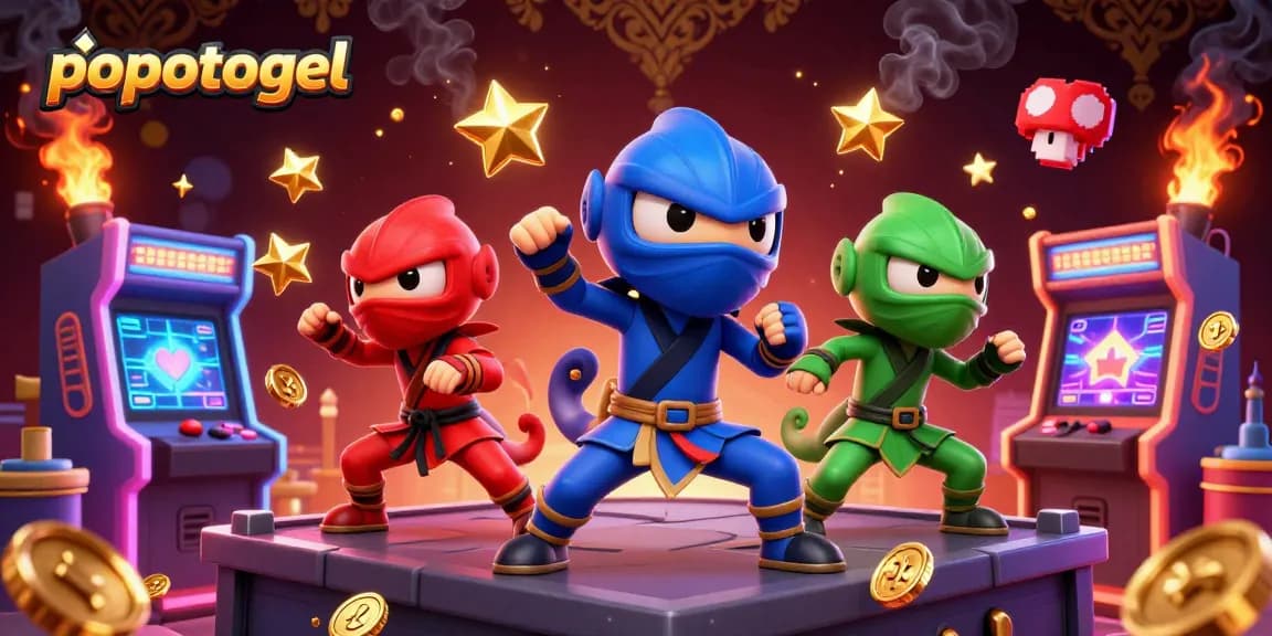 Engage with popotogel as ninja chameleons showcase thrilling betting action on a vibrant gaming rooftop.
