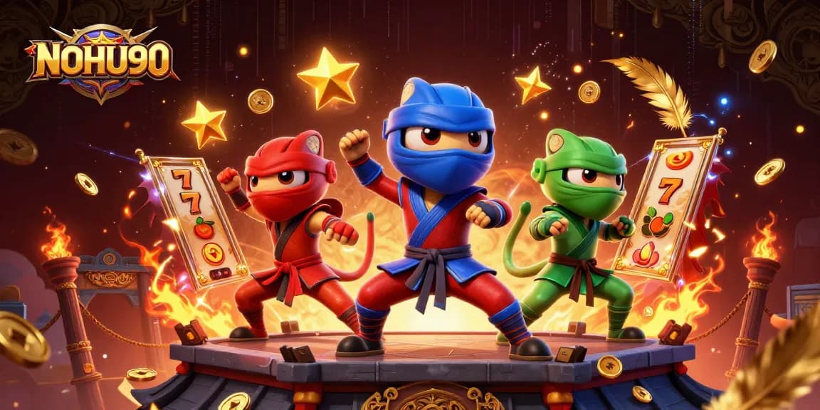 Experience thrilling gameplay and excitement with NOHU90's colorful ninja chameleon theme, surrounded by casino elements.