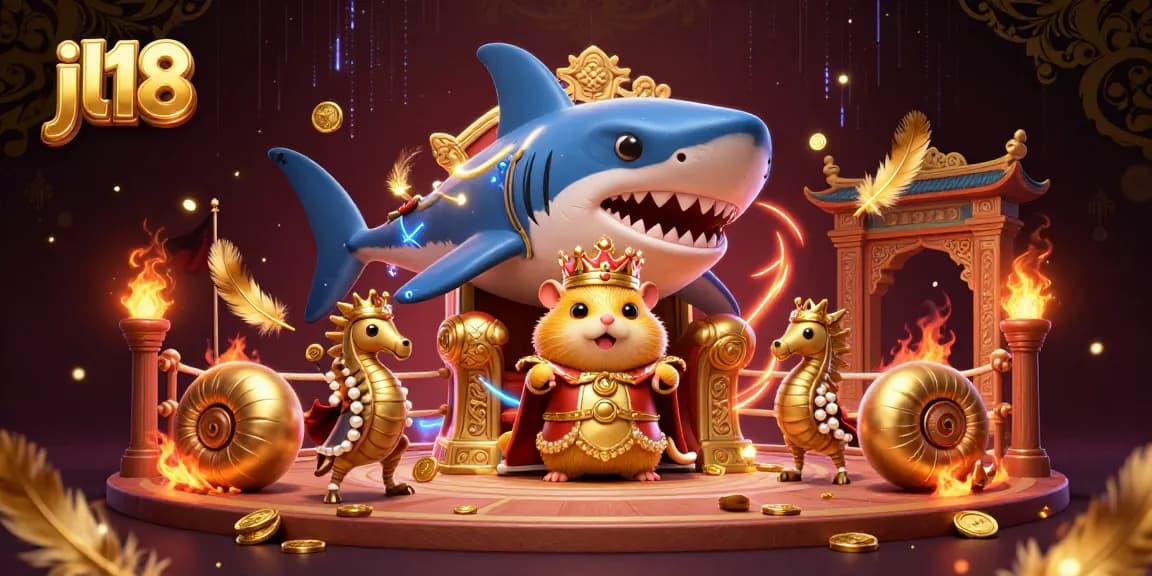 Experience thrilling gaming action at JL18 with vibrant graphics featuring the golden hamster king and rich casino themes.
