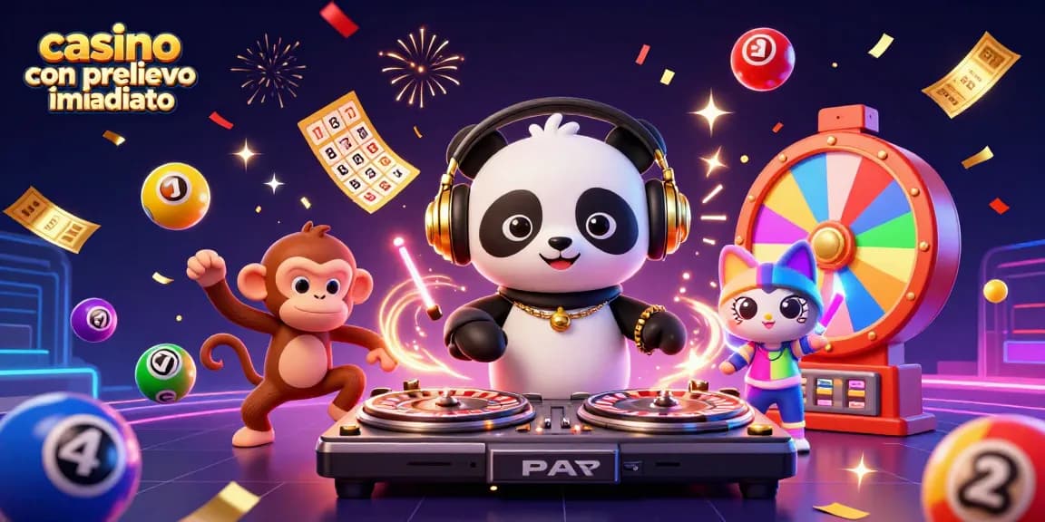 Scopri i migliori casinò con prelievo immediato mentre il panda DJ suona alla grande.