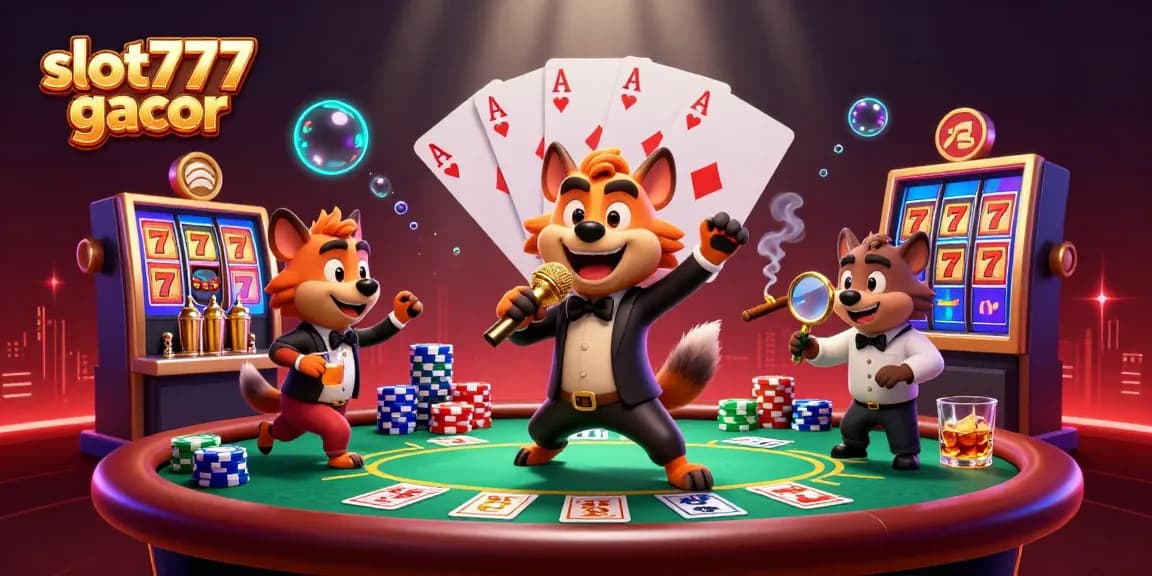 Slot777 gacor menghadirkan pengalaman bermain kasino yang seru dengan ilustrasi penuh warna.