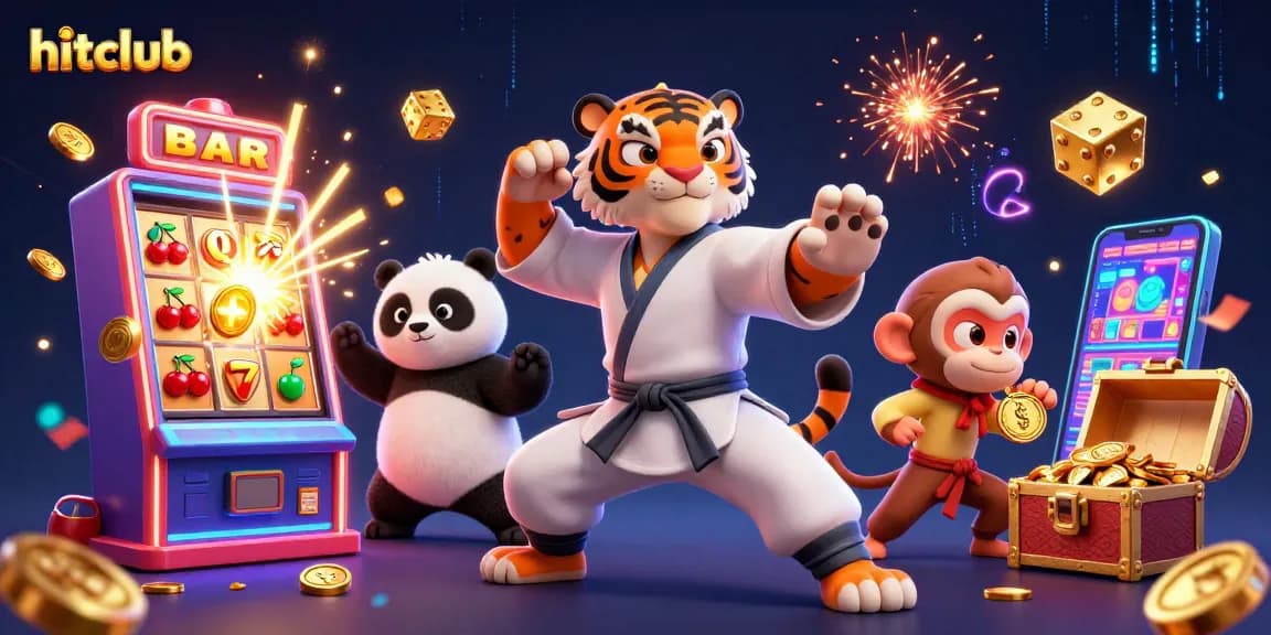 Experience thrilling gameplay with hitclub in this vibrant 3D illustration showcasing interactive casino elements and characters.