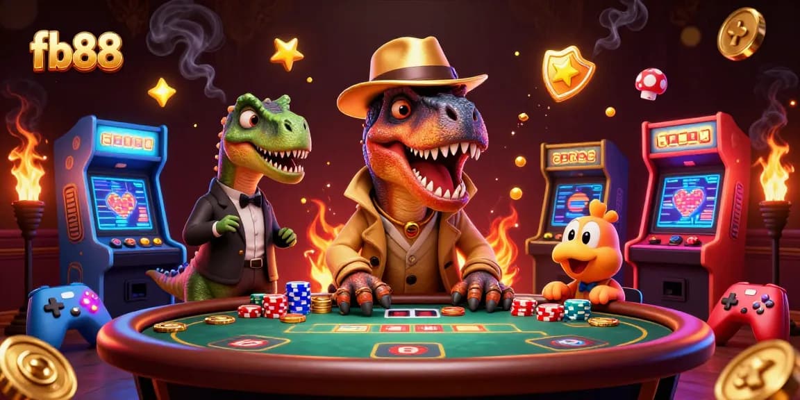 Experience excitement and strategy at fb88’s poker table with colorful characters and gaming elements.