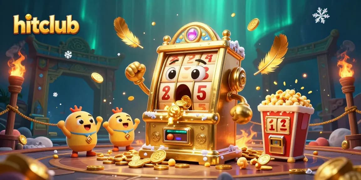 hitclub celebrates a jackpot win with golden slot machines and vibrant casino elements in an engaging scene
