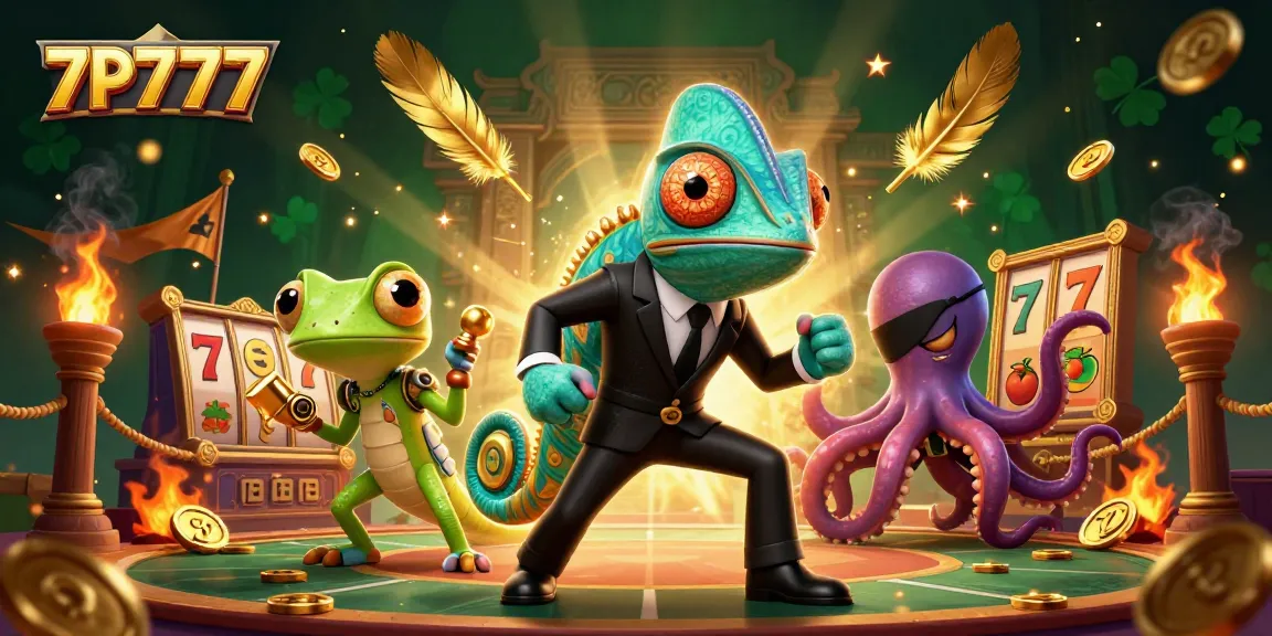 Experience thrilling gameplay at 7P777 with the energetic characters in an exciting casino scene.