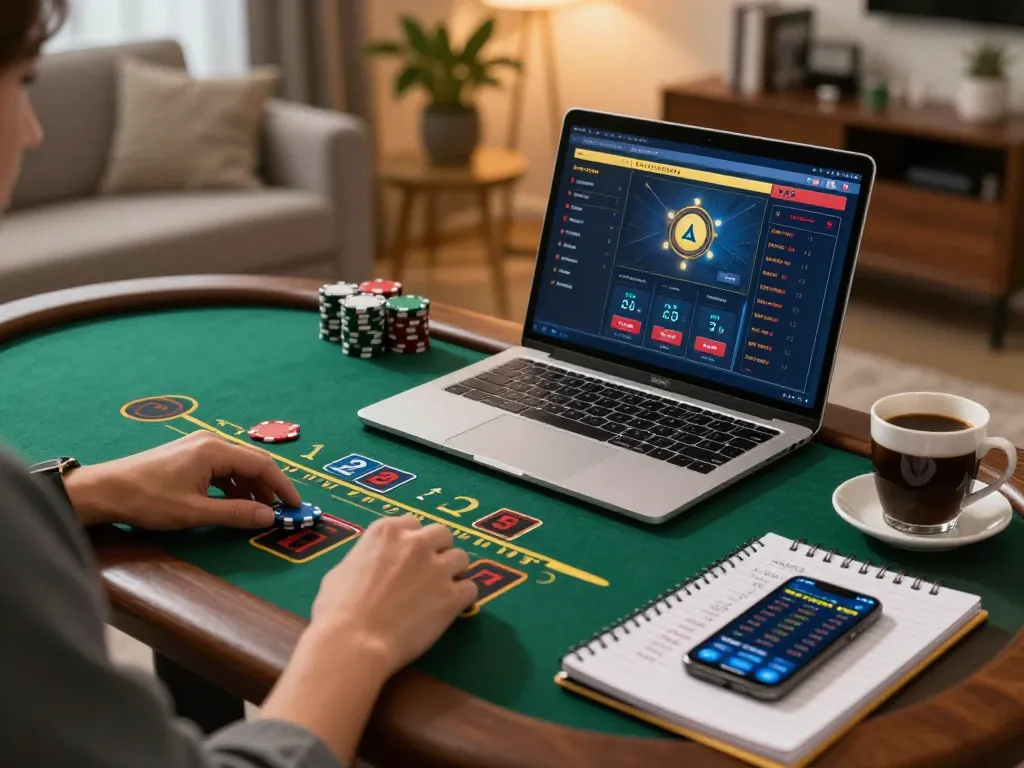 Experience live dealer blackjack at home with laptop, emphasizing tx88 strategies for winning.