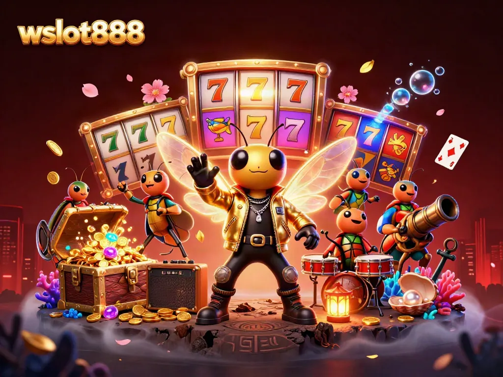 Wslot888 menawarkan pengalaman permainan slot yang menarik dengan elemen kasino yang kaya dan warna cerah.