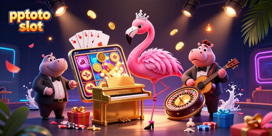 Engage in the thrilling world of pptoto slot with vibrant casino characters and dynamic gaming elements.