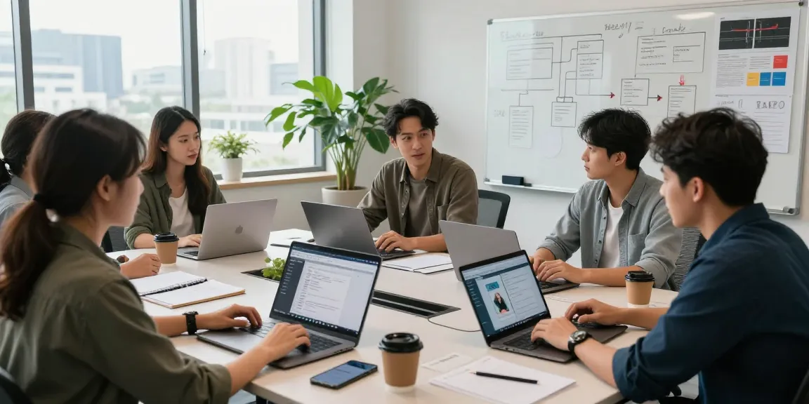 Team collaboration using kecak4d software in a modern office