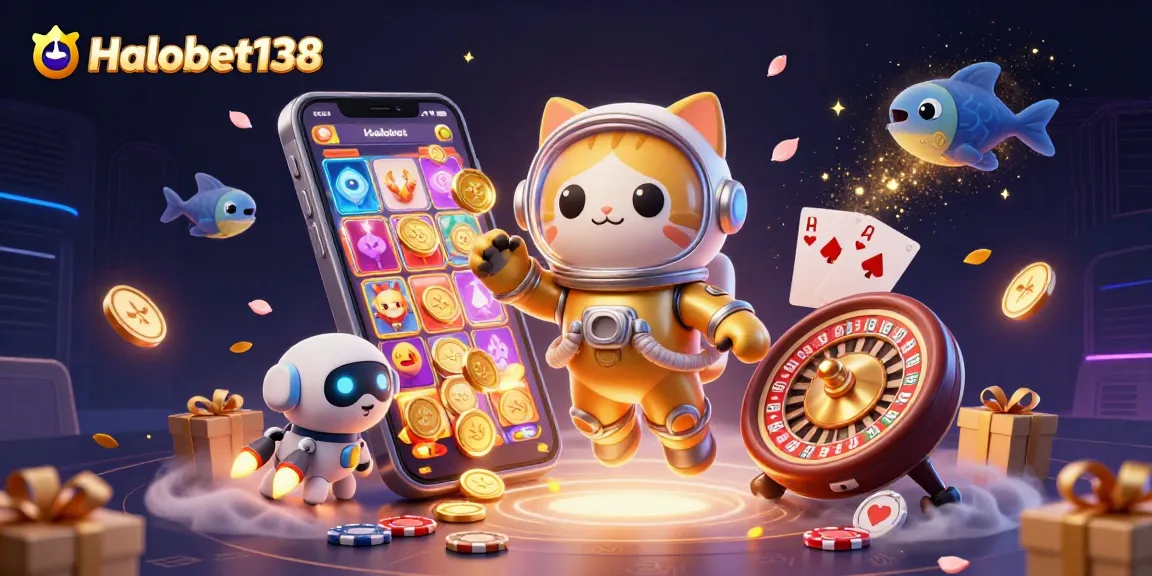 Halobet138 memikat Anda dengan kucing astronot 3D dan permainan slot yang penuh warna.
