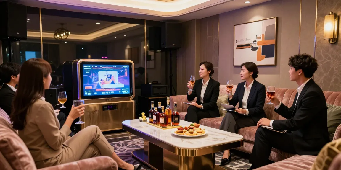 강남구구단 프리미엄 가라오케 룸에서 비즈니스 미팅을 즐기는 모습