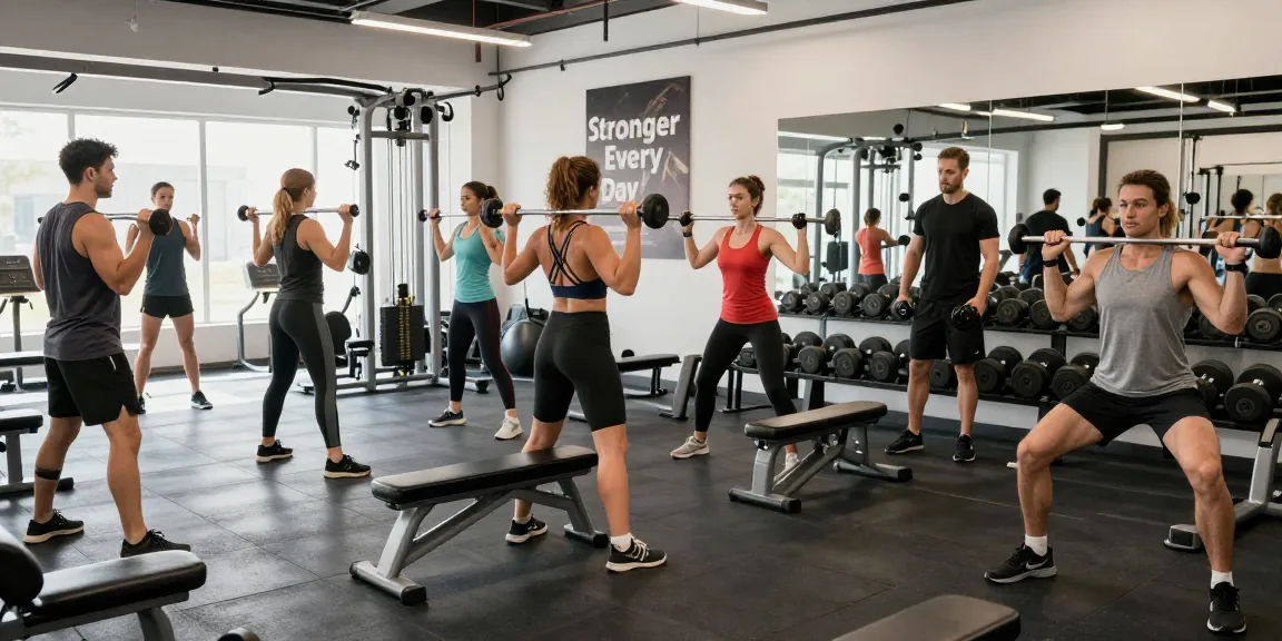 Anabolika Shop - motivierte Sportler im Fitnessstudio beim Training mit Gewichten und hochmodernem Equipment.