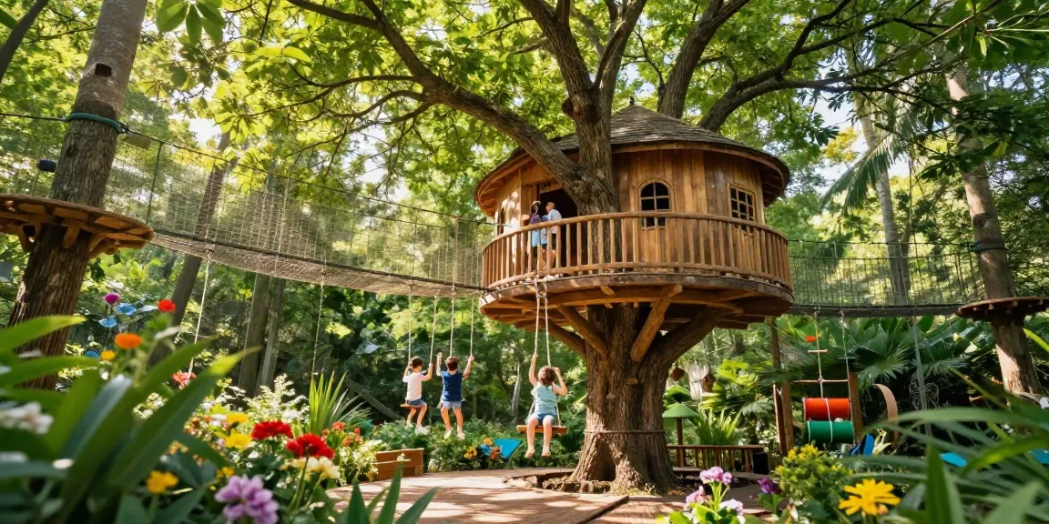 Experience joyful family moments in a tree house life surrounded by nature.