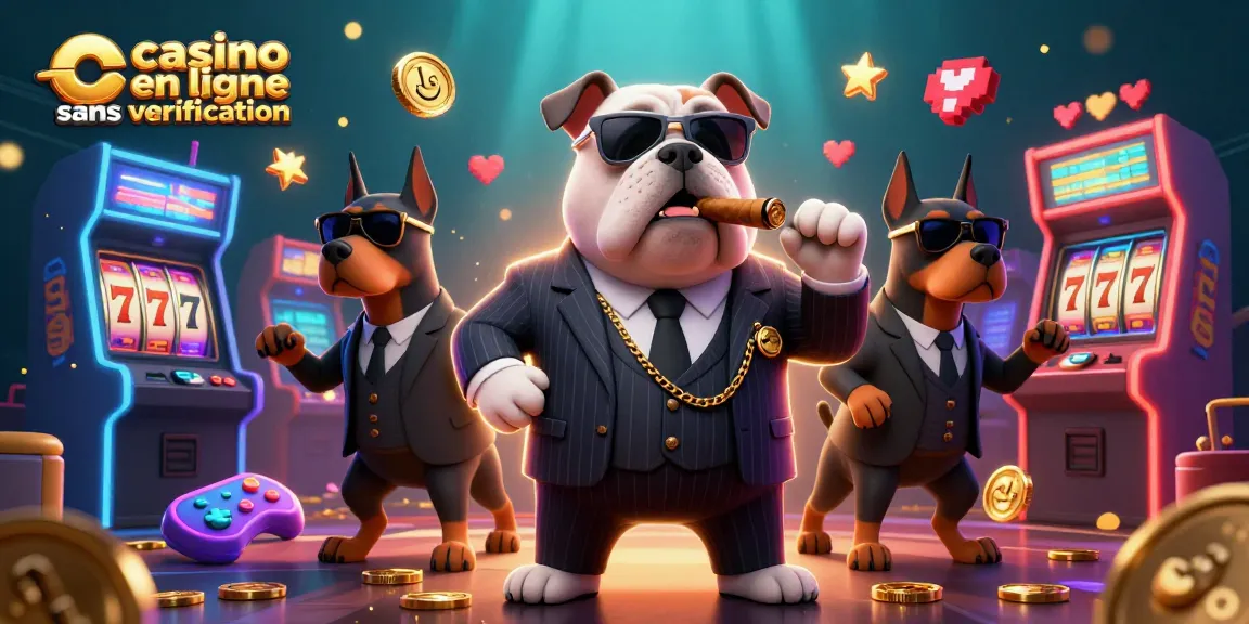 Jouez à un casino en ligne sans vérification avec un bulldog mafia et des jeux colorés.