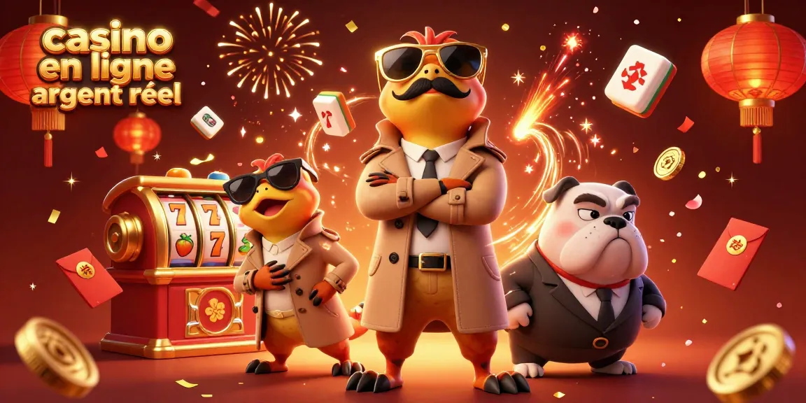 Trois rapaces déguisés entrant dans un casino en ligne argent réel, entourés de lumières et de confettis.