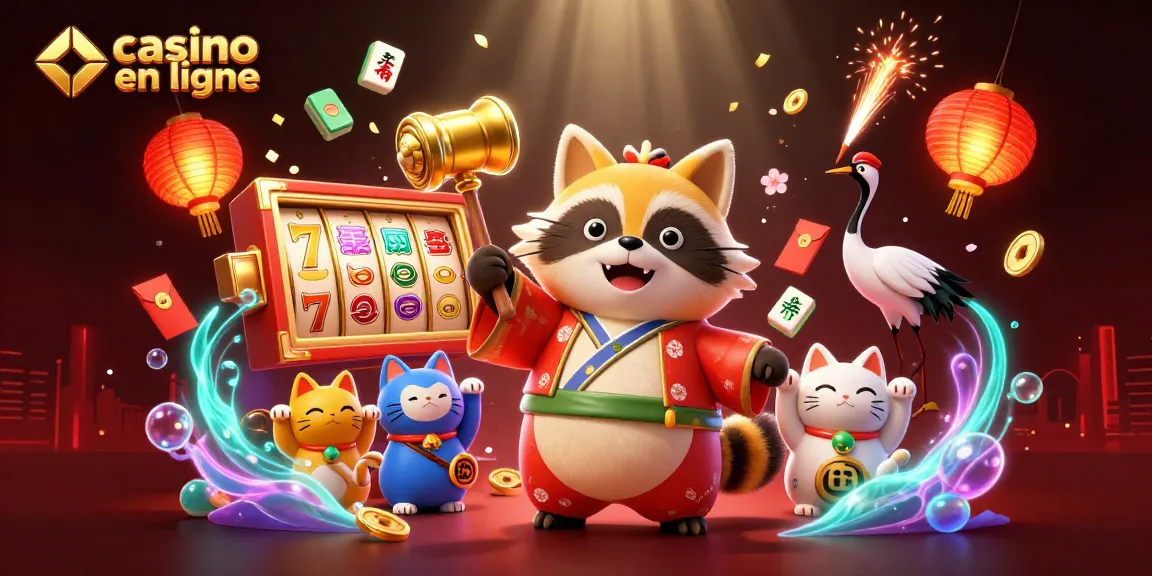 Jouez au casino en ligne avec des personnages amusants dans une illustration vibrante.