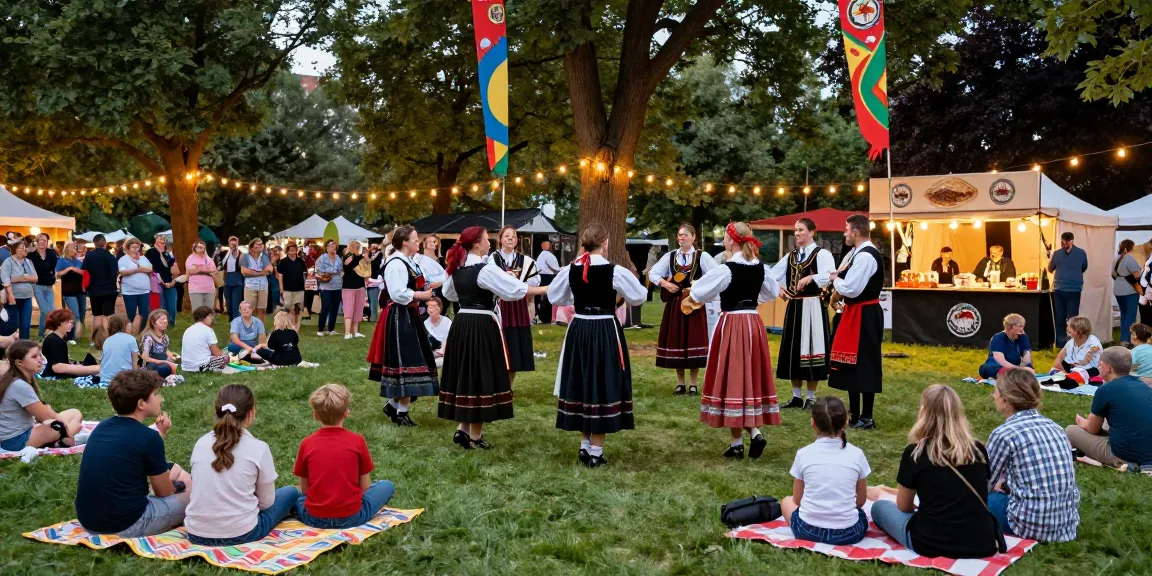 we88 PGSLOT cultural festival with Breton music, dancers, and food stalls.
