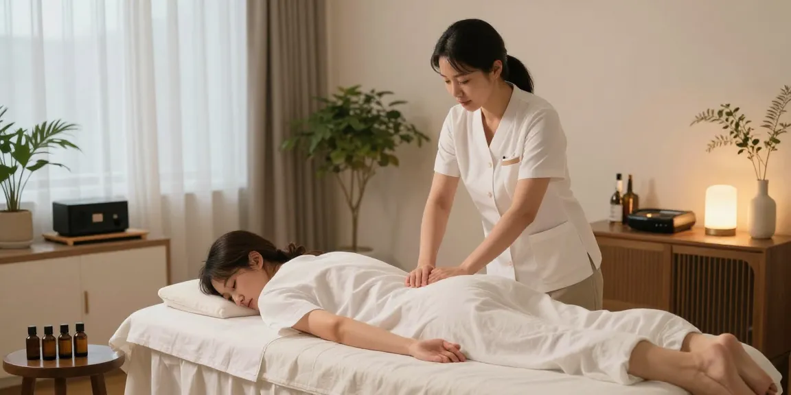 Experience a soothing 종로출장안마 in a serene home setting.