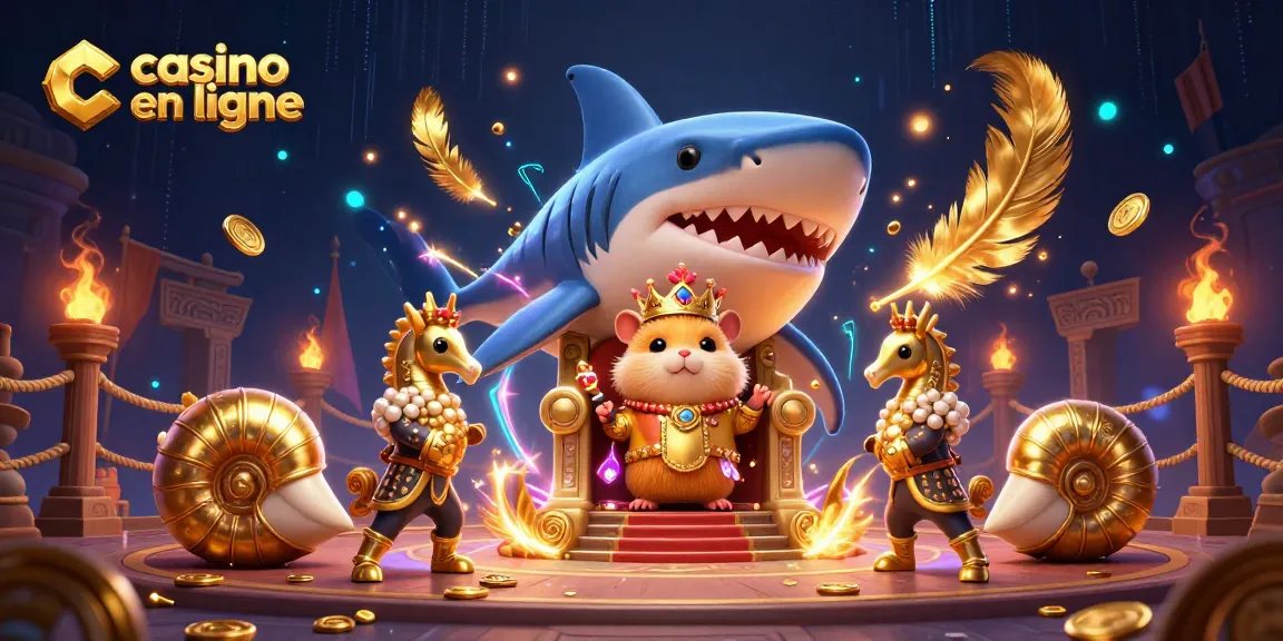 Plonger dans le monde du casino en ligne avec le roi hamster doré sur son trône de requin à dents de sabre.