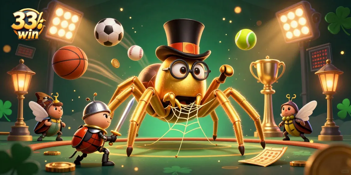 Experience the thrill of betting with 33win's captivating 3D illustration showcasing dynamic sports and casino elements.