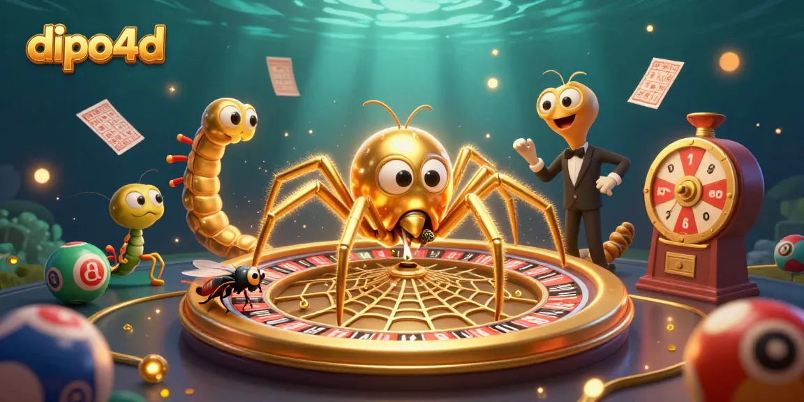 Bet with confidence at dipo4d, showcasing a vibrant lottery scene with a golden roulette web.