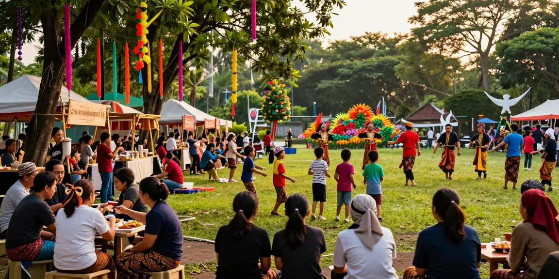 Masyarakat lokal menikmati acara budaya Leci123 di taman, penuh keceriaan dan kebersamaan.