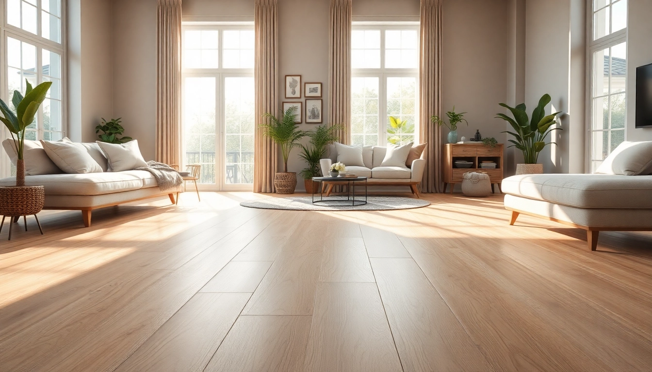 Showcasing quality vinyl flooring in a warm blonde oak finish, enhancing modern interiors.