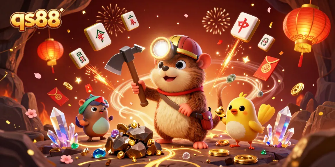 Spin the slots at qs88 with treasure hunter mole and canary as they discover riches.