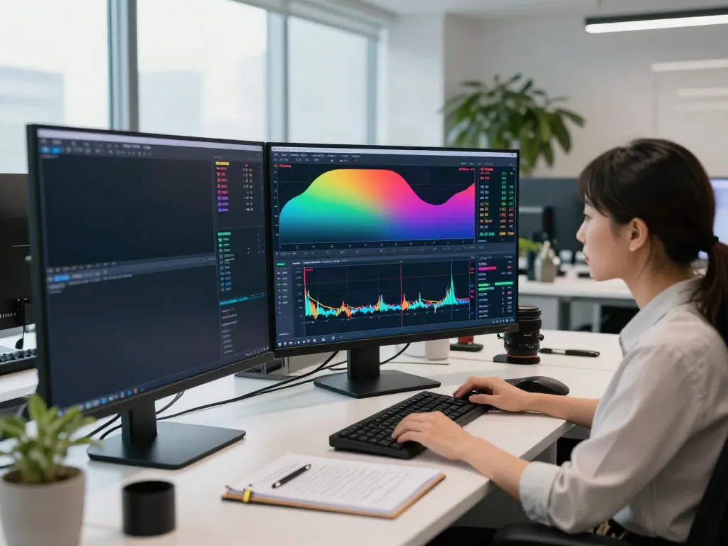 Trader analyzing TradingView charts in a modern office