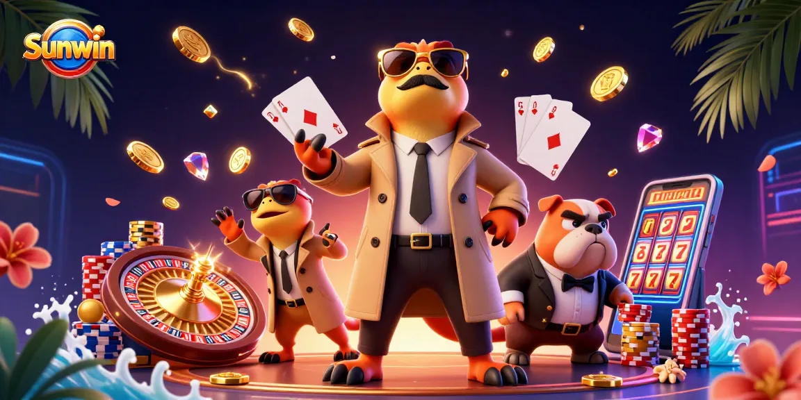 Sunwin players winning big with exciting games and vibrant casino elements.