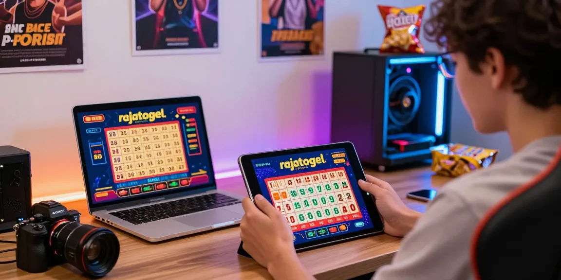 Pengguna rajatogel menikmati pengalaman bermain togel online dengan perangkat tablet dan latar belakang yang cerah.